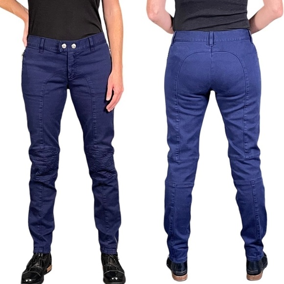 McQ ALEXANDER McQUEEN SKINNY LEG ZIPPER TRIM LOW RISE MOTO JEANS - Picture 2 of 14